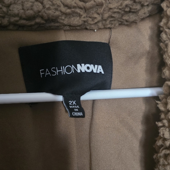 Fashion Nova Teddy Sherpa Coat Brown Oversized Button Front 2X - Picture 2 of 4